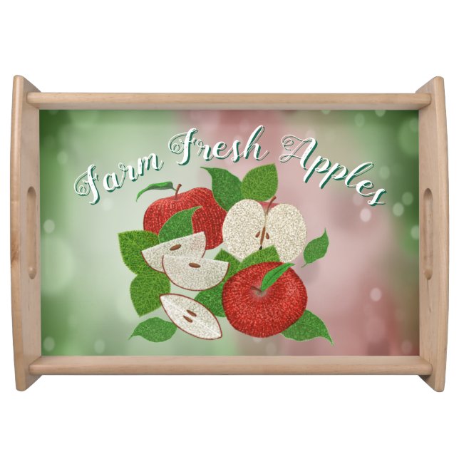 Rustic Hand Drawn Stippled Apple Serving Tray (Front)