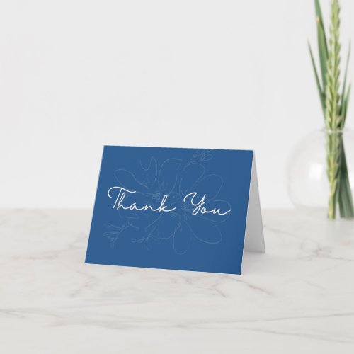 Rustic Hand-Drawn Wildflower Blue Thank You Card