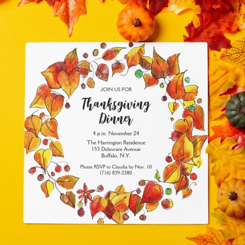 Rustic Hand_Illustrated Thanksgiving Dinner Invitation