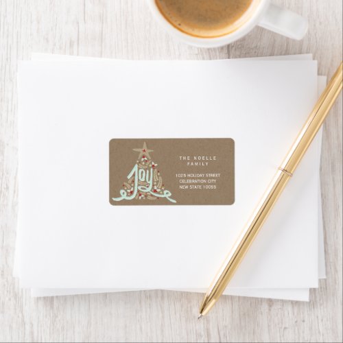 Rustic Hand Lettered Joy Holiday Return Address Label