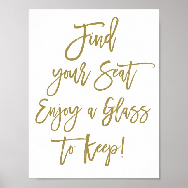 Rustic Hand Lettering Find Your Seat Wedding Sign (Front)