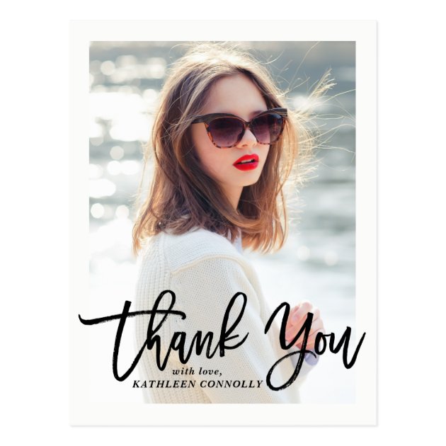 Rustic Hand Lettering Photo Graduation Thank You Postcard