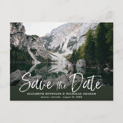 Rustic Hand Lettering Photo Save The Date Postcard