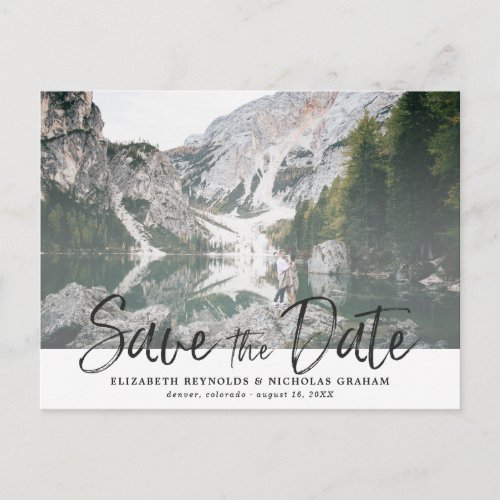 Rustic Hand Lettering Photo Save The Date Postcard