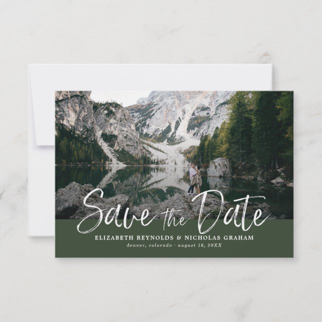 Rustic Hand Lettering Photo Save The Date Response (Front)