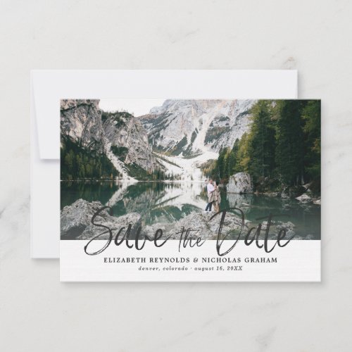 Rustic Hand Lettering Photo Save The Date Response