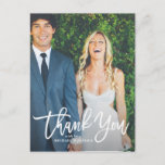 Rustic Hand Lettering Photo Wedding Thank You Postcard<br><div class="desc">Give thanks to your family and friends with this rustic photo wedding thank you postcard featuring white script. Customize this postcard by adding your own photo and details.</div>