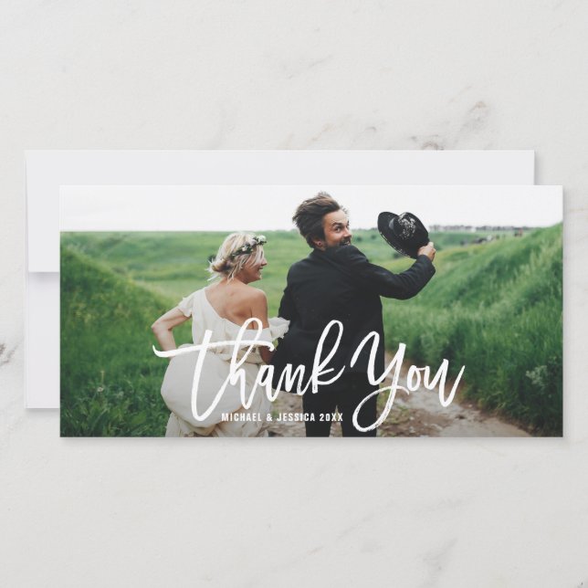 Rustic Hand Lettering Wedding Thank You (Front)