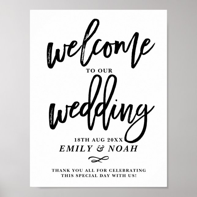 Rustic Hand Lettering Welcome to Our Wedding Poster (Front)