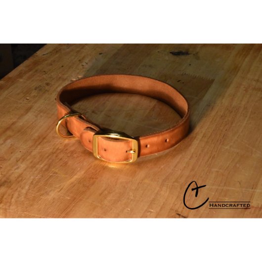 Rustic Hand Made Tanned Leather Dog Collar (Durable)