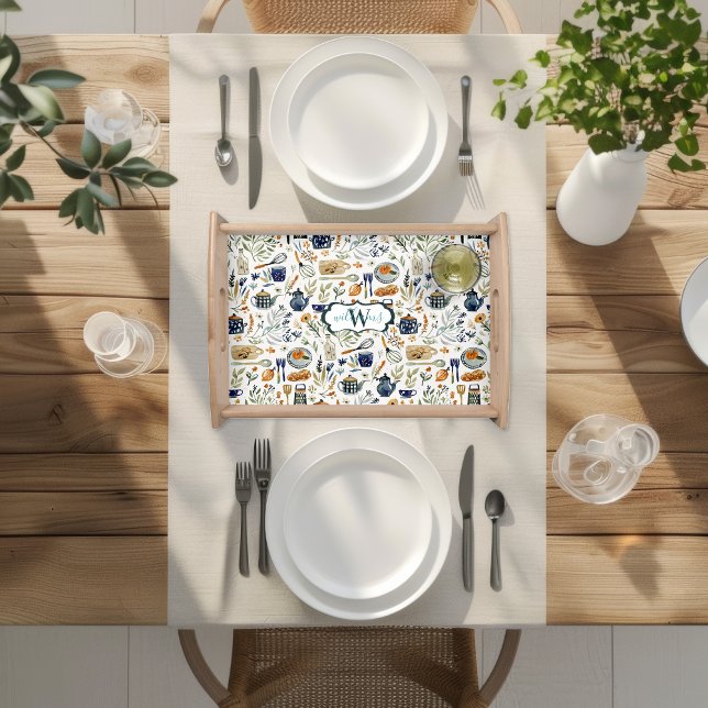 Rustic Hand Painted Country Kitchen Monogram Serving Tray (Creator Uploaded)