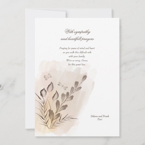 Rustic Hand Painted Floral Sympathy Card