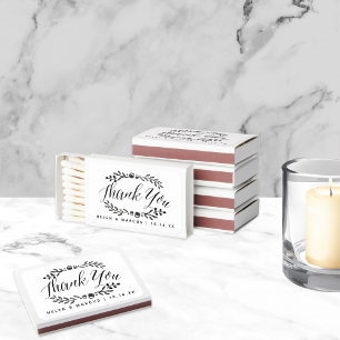 Rustic hand painted thank you wedding favor matchboxes