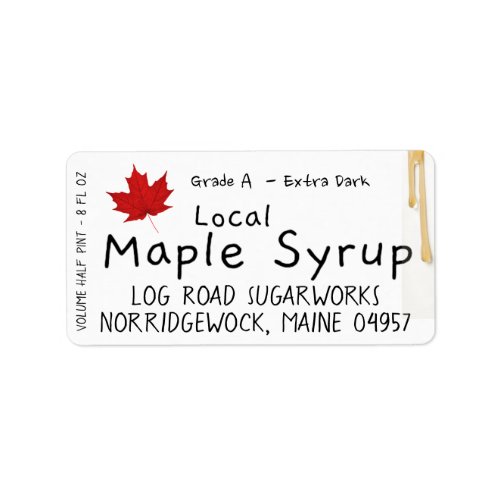 Rustic Hand Printed Red Leaf Maple Syrup Drip Jug Label