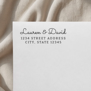 Rustic Hand Script Couple Names Wedding Address Self-inking Stamp
