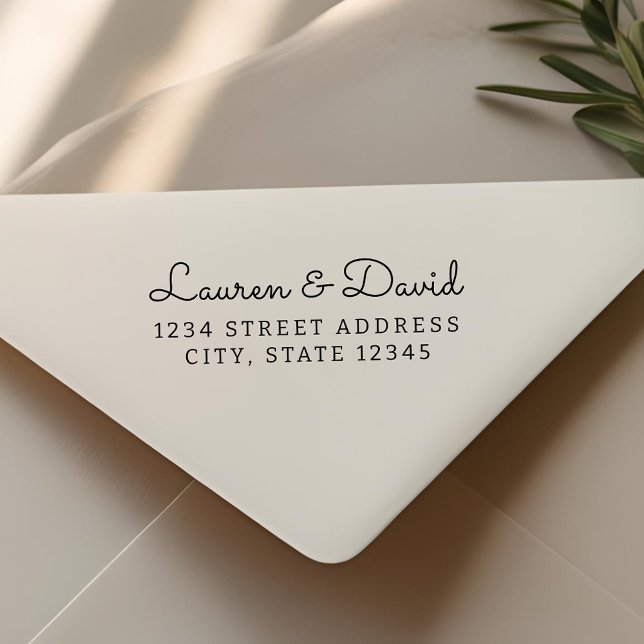 Rustic Hand Script Couple Names Wedding Address Self-inking Stamp (Creator Uploaded)