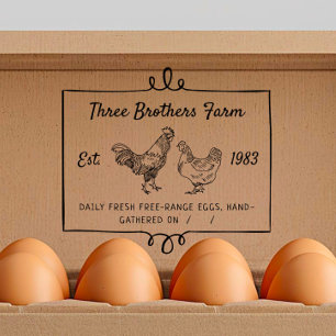Rustic Hand-written Farm Custom Egg Carton Rubber Stamp