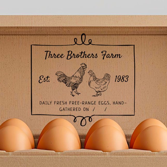 Rustic Hand-written Farm Custom Egg Carton  Rubber Stamp (Creator Uploaded)