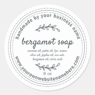 Rustic Handmade Bergamot Soap White Classic Round Sticker