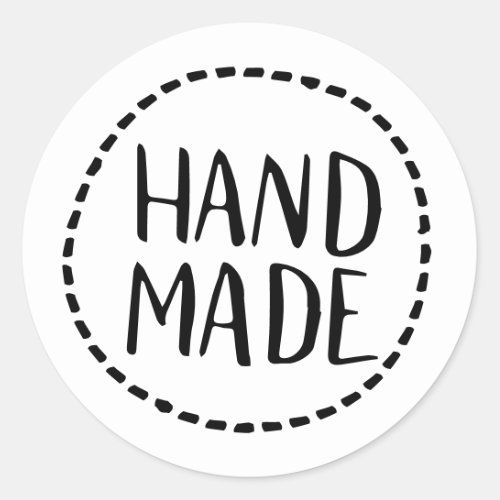 Rustic handmade black and white hand drawn font classic round sticker