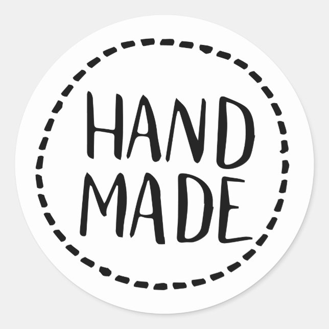 Rustic handmade black and white hand drawn font classic round sticker (Front)