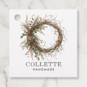 Rustic Handmade Botanical Wreath Template Favor Tags