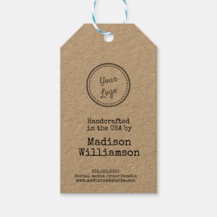 Rustic Handmade in the USA Add Your Logo Gift Tags