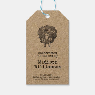 Rustic Handmade in the USA Sheep Print Gift Tags
