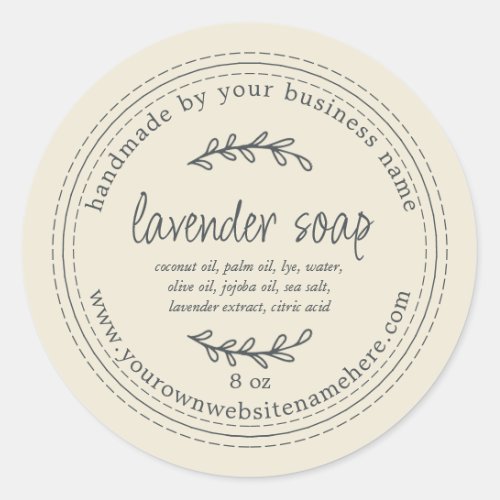Rustic Handmade Lavender Soap Antique White Classic Round Sticker