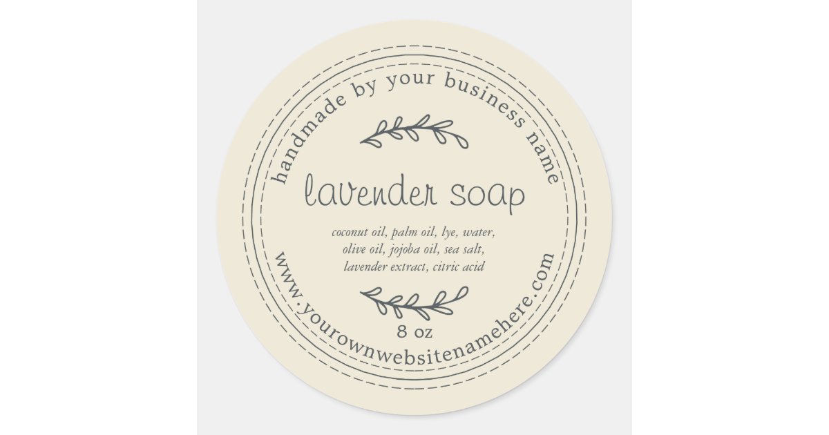 Rustic Handmade Lavender Soap Antique White Classic Round Sticker | Zazzle
