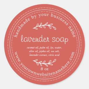 Rustic Handmade Lavender Soap Autumn Red Classic Round Sticker