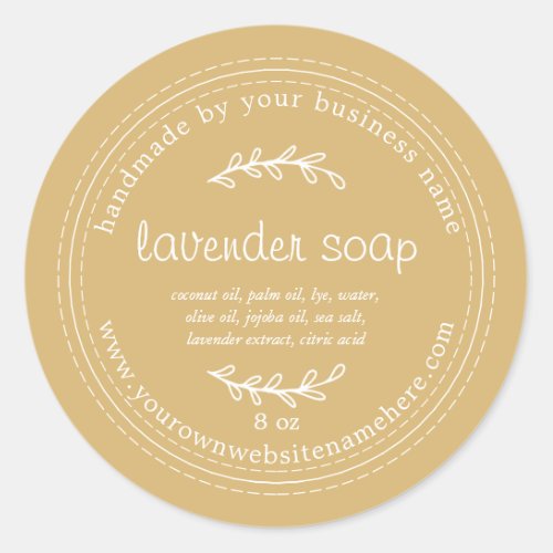 Rustic Handmade Lavender Soap Autumn Yellow Classic Round Sticker