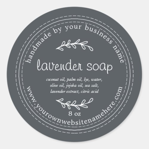 Rustic Handmade Lavender Soap Black Classic Round Sticker