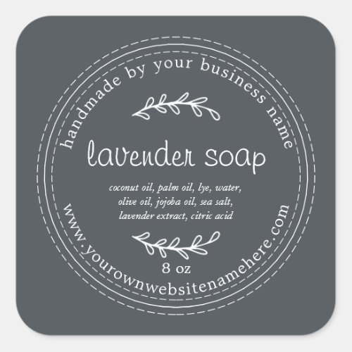 Rustic Handmade Lavender Soap Black Square Sticker