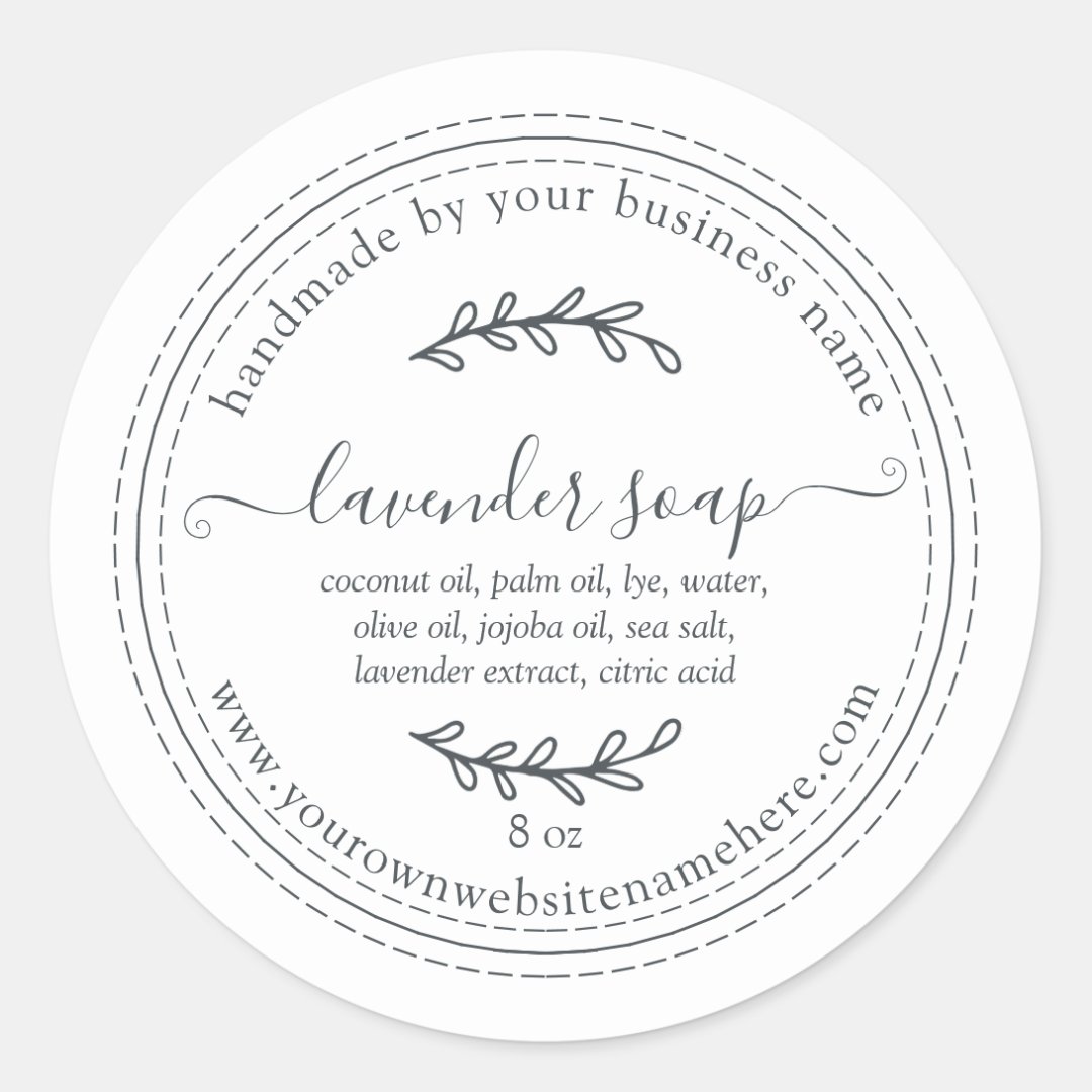 Rustic Handmade Lavender Soap Black White Classic Round Sticker | Zazzle