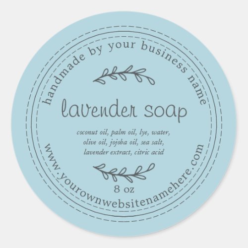 Rustic Handmade Lavender Soap Blue Glow Classic Round Sticker