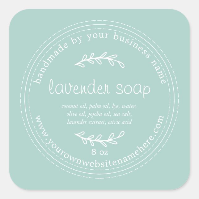 Rustic Handmade Lavender Soap Blue Square Sticker (Front)