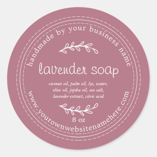Rustic Handmade Lavender Soap Cassis Classic Round Sticker
