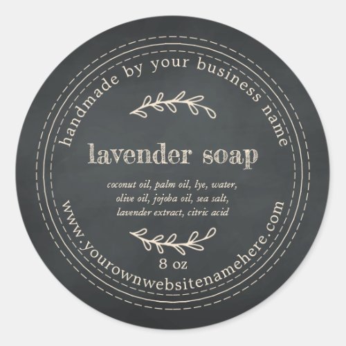 Rustic Handmade Lavender Soap Chalkboard Classic Round Sticker