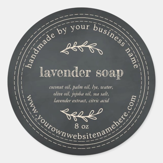 Rustic Handmade Lavender Soap Chalkboard Classic Round Sticker (Front)