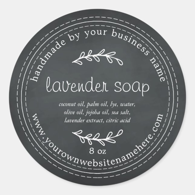 Rustic Handmade Lavender Soap Chalkboard Classic Round Sticker (Front)