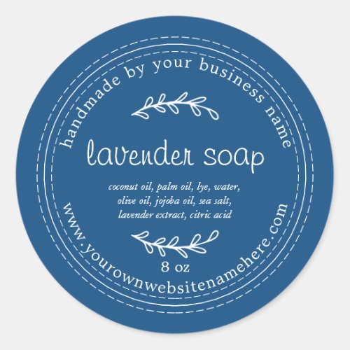 Rustic Handmade Lavender Soap Classic Blue Classic Round Sticker