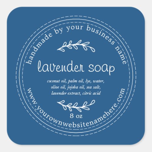 Rustic Handmade Lavender Soap Classic Blue Square Sticker