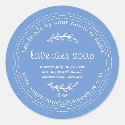 Rustic Handmade Lavender Soap Cornflower Blue Classic Round Sticker