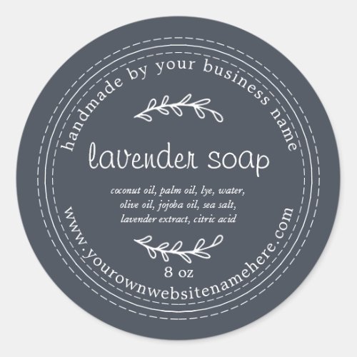 Rustic Handmade Lavender Soap Dark Blue Classic Round Sticker