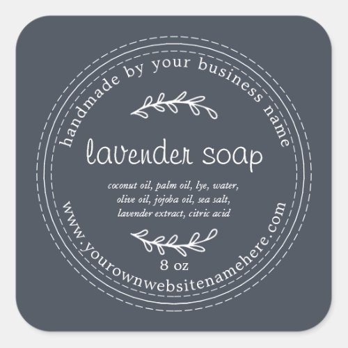 Rustic Handmade Lavender Soap Dark Blue Square Sticker