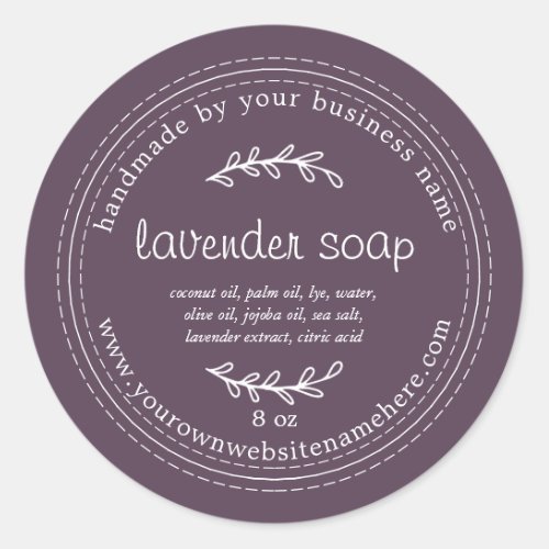 Rustic Handmade Lavender Soap Deep Purple Classic Round Sticker