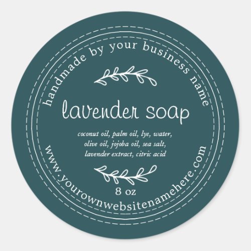 Rustic Handmade Lavender Soap Deep Teal Classic Round Sticker