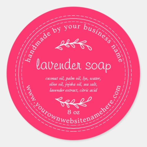 Rustic Handmade Lavender Soap Diva Pink Classic Round Sticker