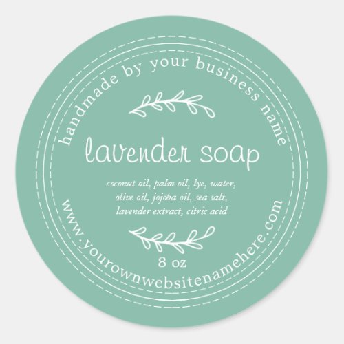 Rustic Handmade Lavender Soap Dusty Jade Green Classic Round Sticker